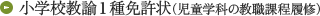 小学校教諭1種免許状（児童学科の教職課程履修）